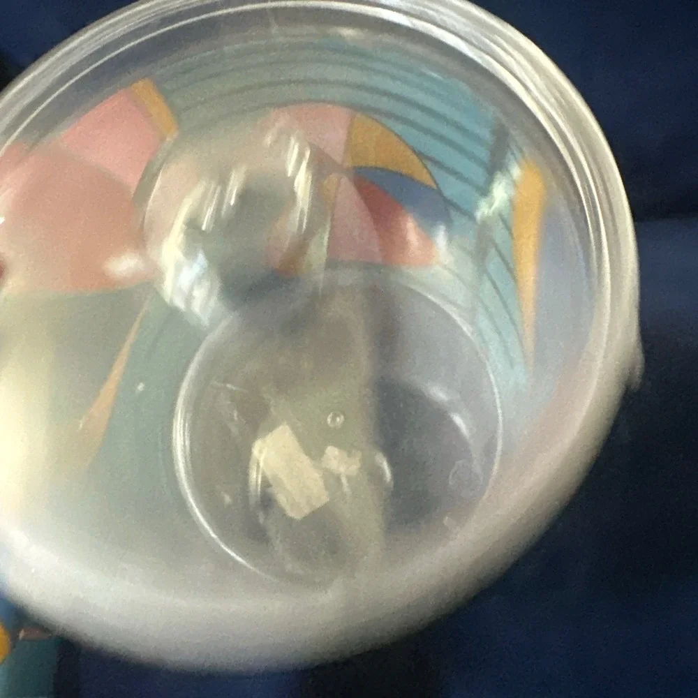Vintage Acrylic Beach Ball Ice Bucket and 4 Tumbler Glass Set Retro Barware Blue